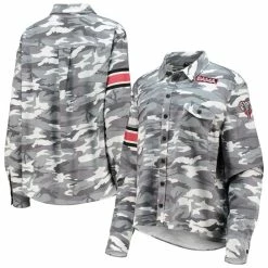 The Wild Collective Women's Gray Alabama Crimson Tide Camo Flannel Button-Up Long Sleeve Shirt