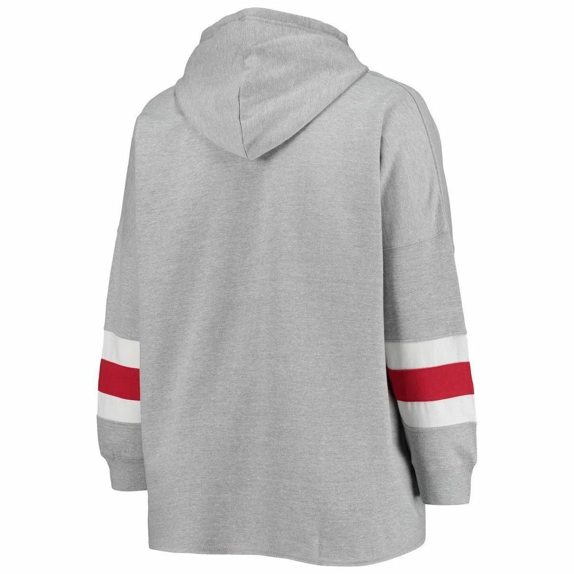 Profile Women's Heathered Gray Alabama Crimson Tide Plus Size Sleeve Stripe Pullover Hoodie 6 Profile Women's Heathered Gray Alabama Crimson Tide Plus Size Sleeve Stripe Pullover Hoodie - Image 4
