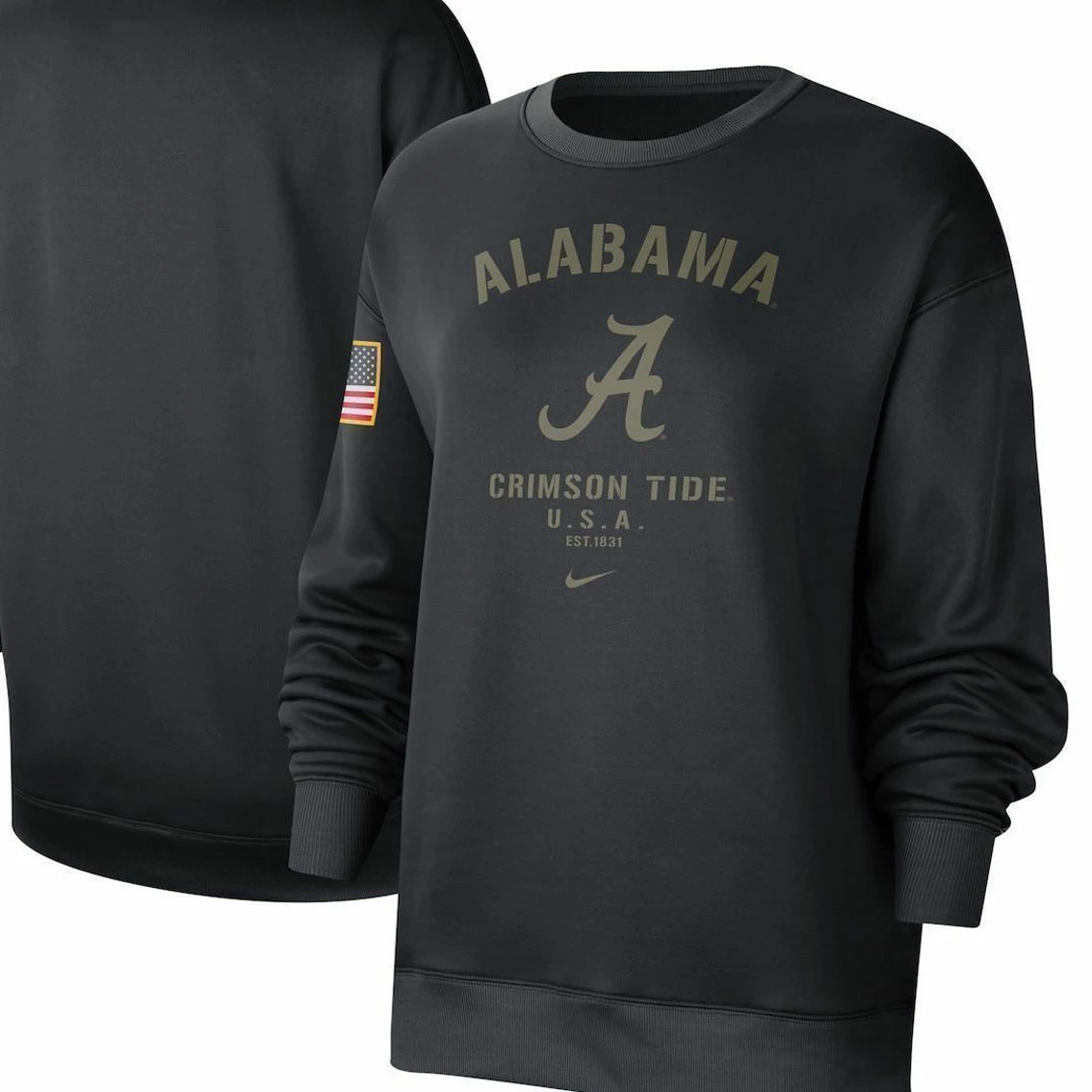 Nike Women's Black Alabama Crimson Tide Military Appreciation Therma Performance All-Time Pullover Sweatshirt 4 Nike Women's Black Alabama Crimson Tide Military Appreciation Therma Performance All-Time Pullover Sweatshirt - Image 2