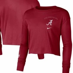 Nike Women's Crimson Alabama Crimson Tide 2-Hit Cropped Long Sleeve T-Shirt