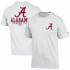 Champion Men's White Alabama Crimson Tide Team Stack 2-Hit T-Shirt