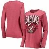 Original Retro Brand Women's Crimson Alabama Crimson Tide Vault Vintage Mock Twist Oversized Tri-Blend Long Sleeve T-Shirt -Nike Sales Store DSCO1136760850 2840