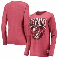 Original Retro Brand Women's Crimson Alabama Crimson Tide Vault Vintage Mock Twist Oversized Tri-Blend Long Sleeve T-Shirt