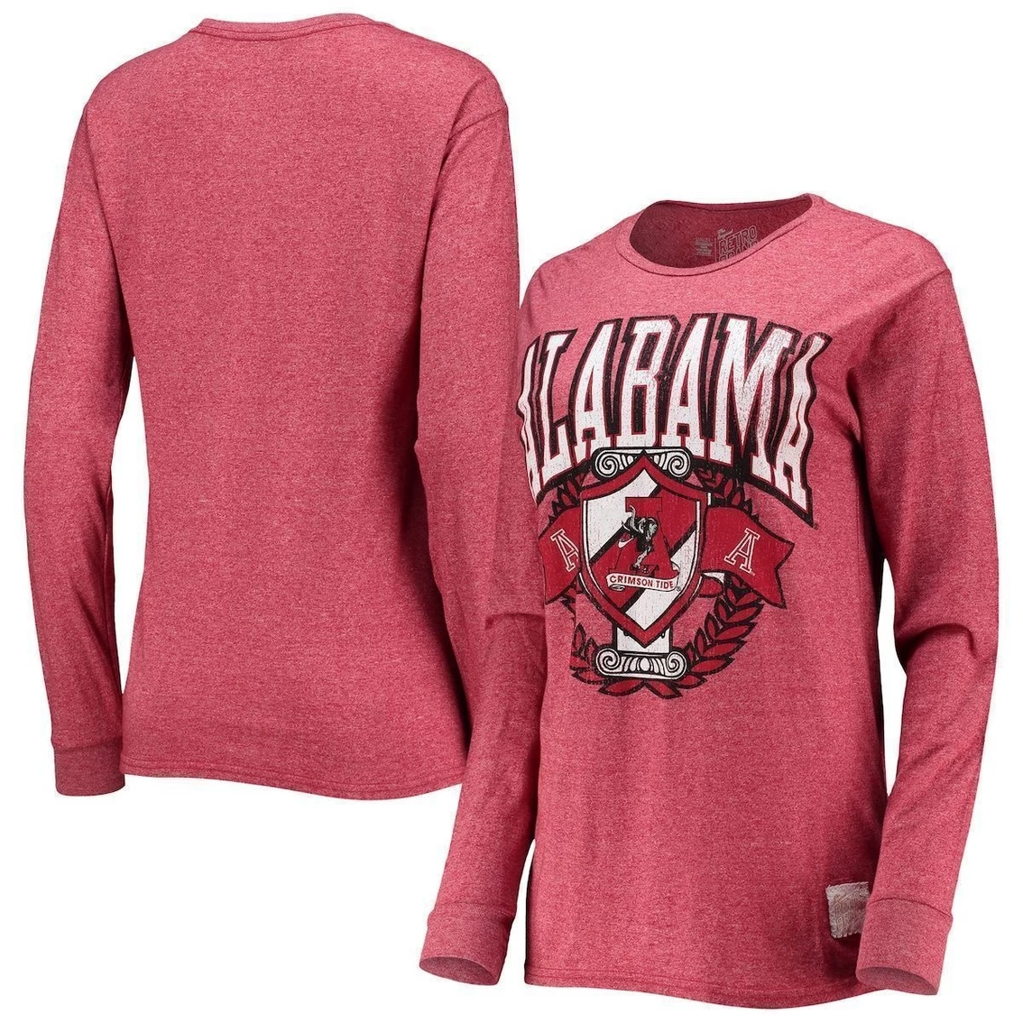 Original Retro Brand Women's Crimson Alabama Crimson Tide Vault Vintage Mock Twist Oversized Tri-Blend Long Sleeve T-Shirt 4 Original Retro Brand Women's Crimson Alabama Crimson Tide Vault Vintage Mock Twist Oversized Tri-Blend Long Sleeve T-Shirt - Image 2