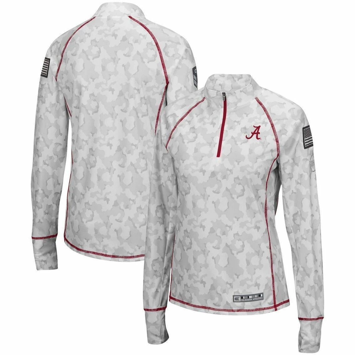 Colosseum Women's White Alabama Crimson Tide OHT Military Appreciation Officer Arctic Camo 1/4-Zip Jacket 3 Colosseum Women's White Alabama Crimson Tide OHT Military Appreciation Officer Arctic Camo 1/4-Zip Jacket