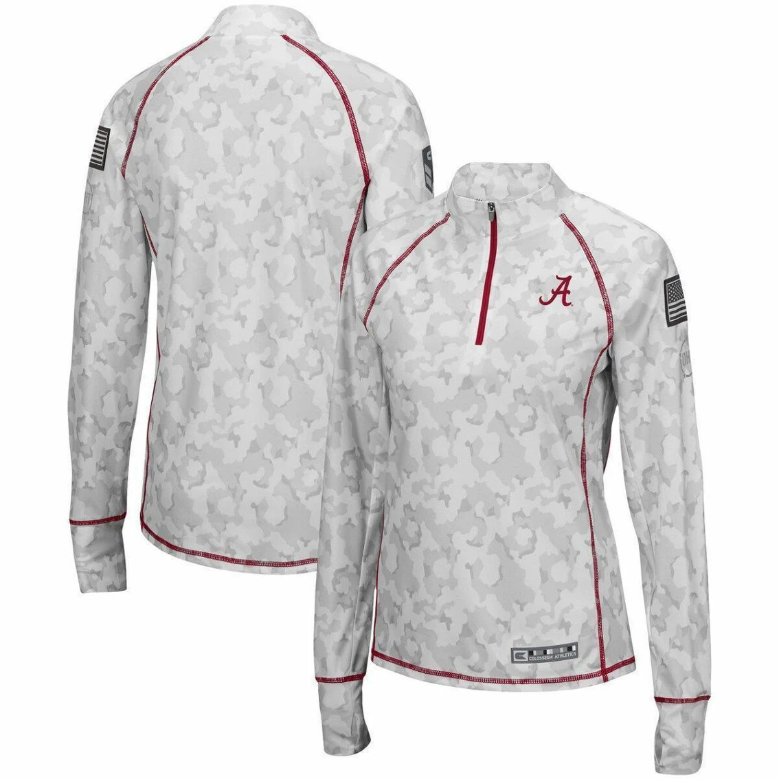 Colosseum Women's White Alabama Crimson Tide OHT Military Appreciation Officer Arctic Camo 1/4-Zip Jacket 4 Colosseum Women's White Alabama Crimson Tide OHT Military Appreciation Officer Arctic Camo 1/4-Zip Jacket - Image 2