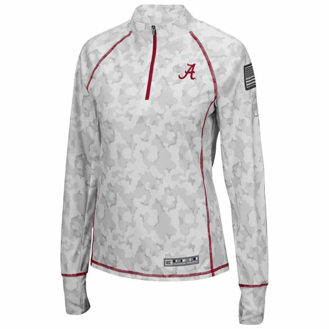 Colosseum Women's White Alabama Crimson Tide OHT Military Appreciation Officer Arctic Camo 1/4-Zip Jacket 5 Colosseum Women's White Alabama Crimson Tide OHT Military Appreciation Officer Arctic Camo 1/4-Zip Jacket - Image 3