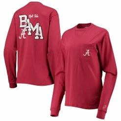 League Collegiate Wear Women's Crimson Alabama Crimson Tide Pocket Oversized Long Sleeve T-Shirt