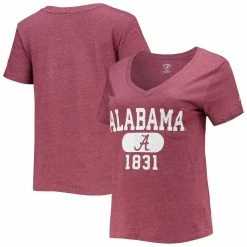 League Collegiate Wear Women's Heathered Crimson Alabama Crimson Tide Intramural Boyfriend Tri-Blend V-Neck T-Shirt