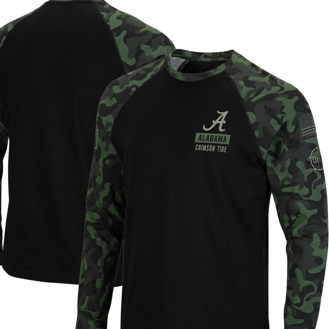 Men's Colosseum Black Alabama Crimson Tide OHT Military Appreciation Camo Raglan Long Sleeve T-Shirt 3 Men's Colosseum Black Alabama Crimson Tide OHT Military Appreciation Camo Raglan Long Sleeve T-Shirt