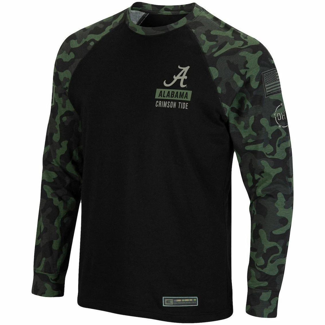 Men's Colosseum Black Alabama Crimson Tide OHT Military Appreciation Camo Raglan Long Sleeve T-Shirt 5 Men's Colosseum Black Alabama Crimson Tide OHT Military Appreciation Camo Raglan Long Sleeve T-Shirt - Image 3