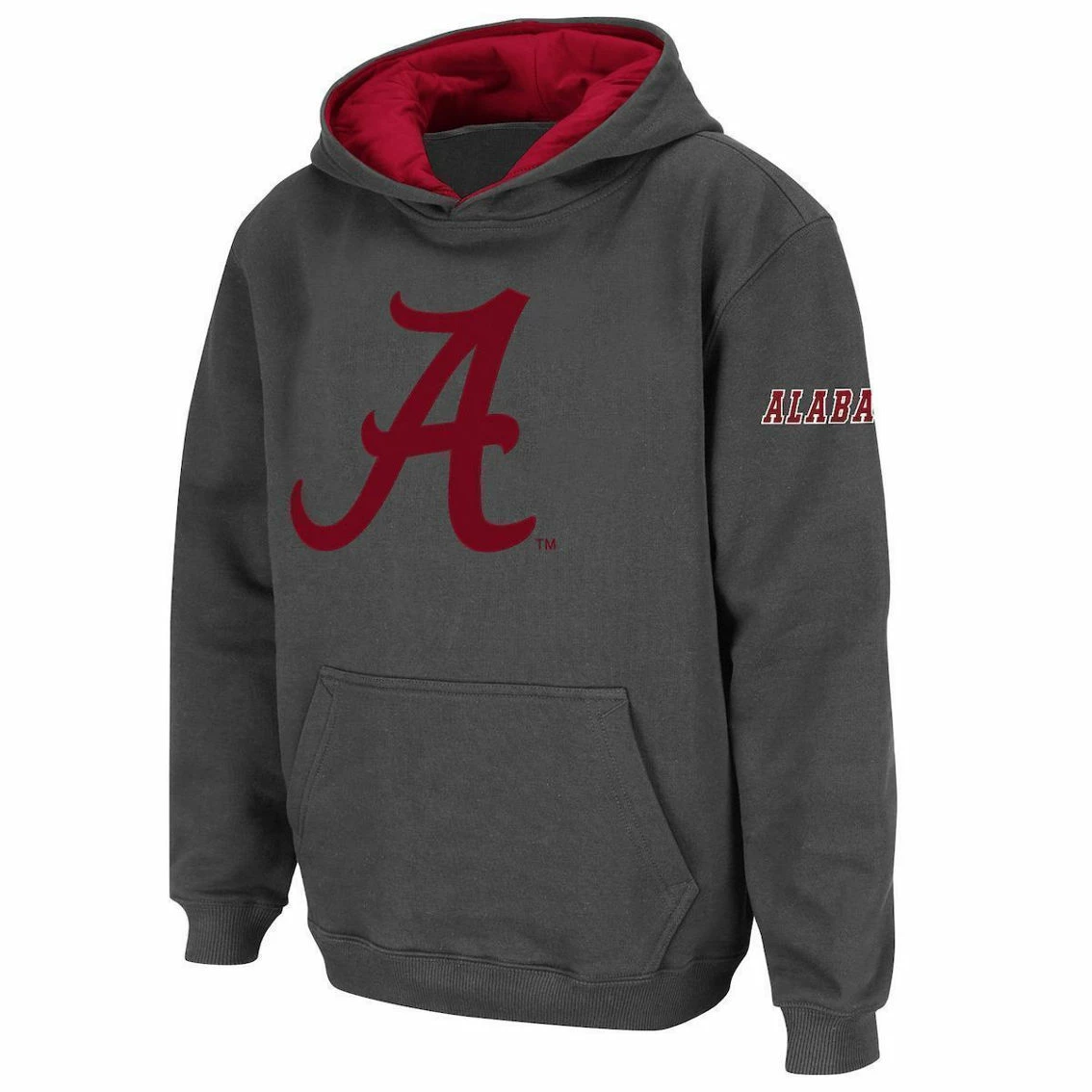 Colosseum Youth Charcoal Alabama Crimson Tide Big Logo Pullover Hoodie 4 Colosseum Youth Charcoal Alabama Crimson Tide Big Logo Pullover Hoodie - Image 2