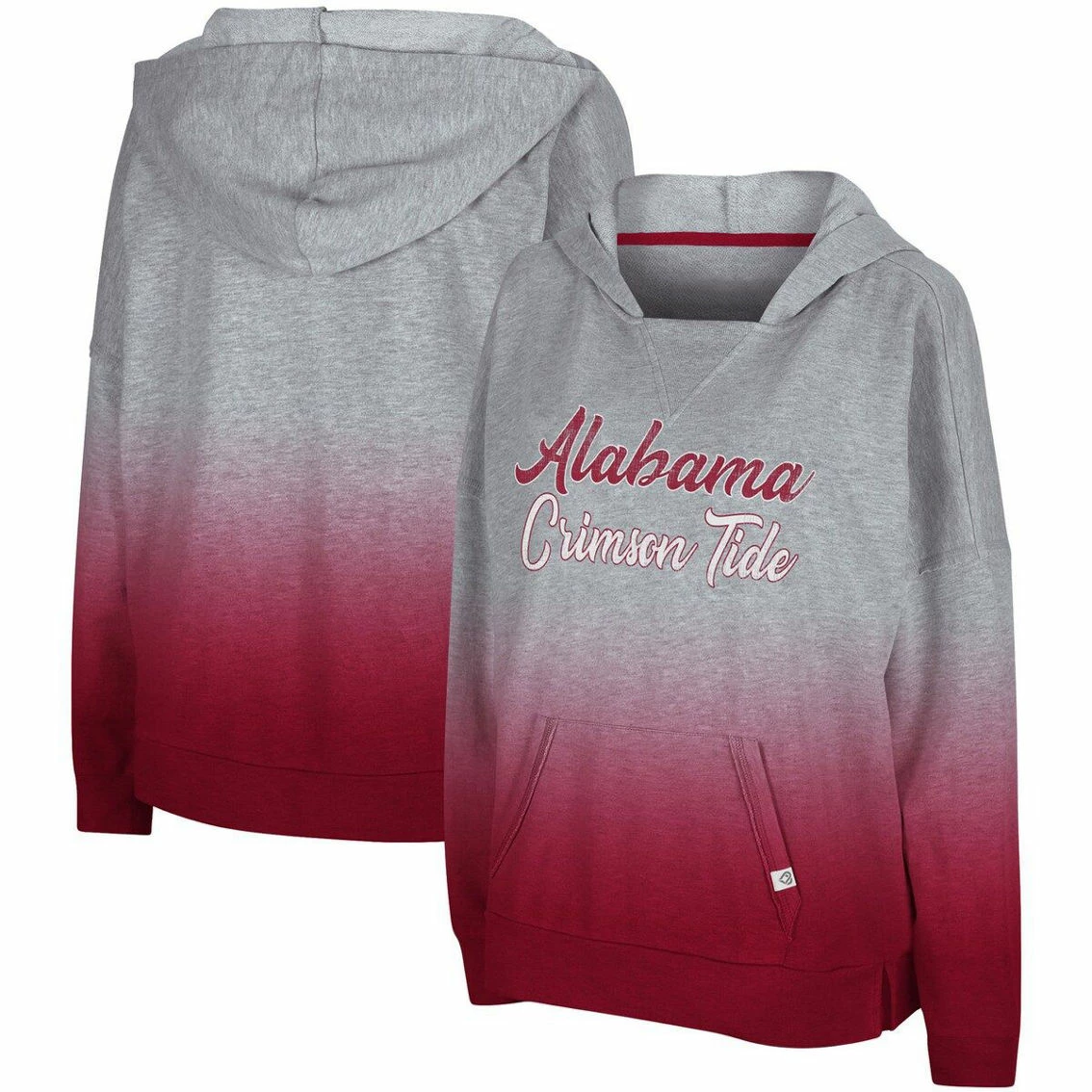 Colosseum Women's Heathered Gray Alabama Crimson Tide On Wednesdays Dip-Dye Pullover Hoodie 3 Colosseum Women's Heathered Gray Alabama Crimson Tide On Wednesdays Dip-Dye Pullover Hoodie