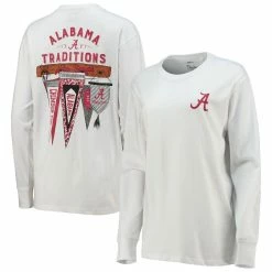 Pressbox Women's White Alabama Crimson Tide Traditions Pennant Long Sleeve T-Shirt