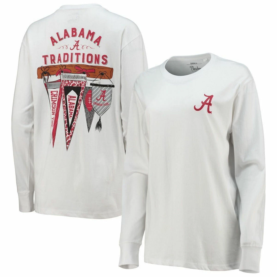 Pressbox Women's White Alabama Crimson Tide Traditions Pennant Long Sleeve T-Shirt 3 Pressbox Women's White Alabama Crimson Tide Traditions Pennant Long Sleeve T-Shirt