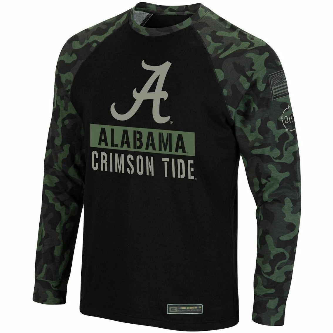 Colosseum Men's Black/Camo Alabama Crimson Tide OHT Military Appreciation Big & Tall Raglan Long Sleeve T-Shirt 5 Colosseum Men's Black/Camo Alabama Crimson Tide OHT Military Appreciation Big & Tall Raglan Long Sleeve T-Shirt - Image 3
