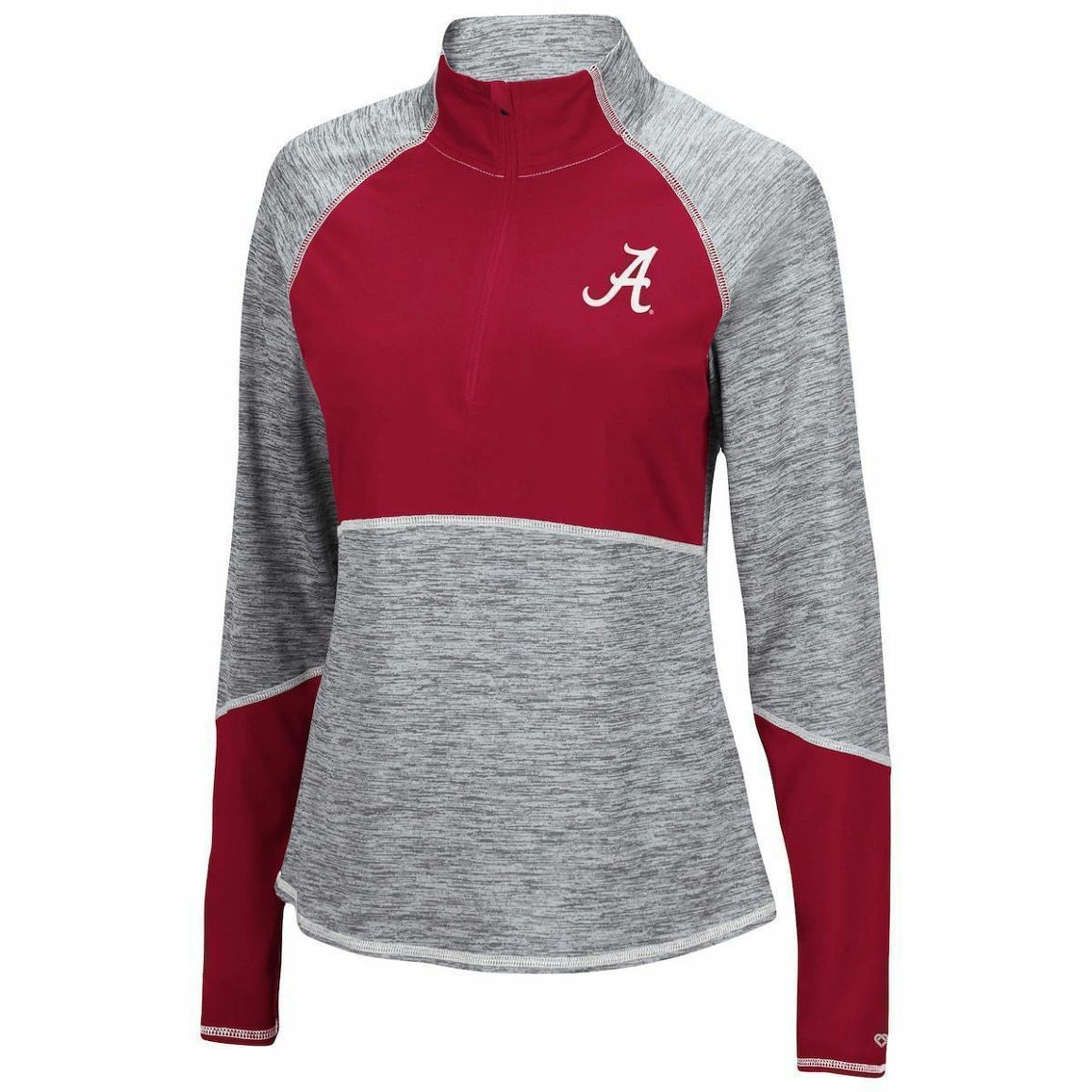 Colosseum Women's Heathered Gray/Crimson Alabama Crimson Tide Color Block Space-Dye Raglan Quarter-Zip Top 5 Colosseum Women's Heathered Gray/Crimson Alabama Crimson Tide Color Block Space-Dye Raglan Quarter-Zip Top - Image 3