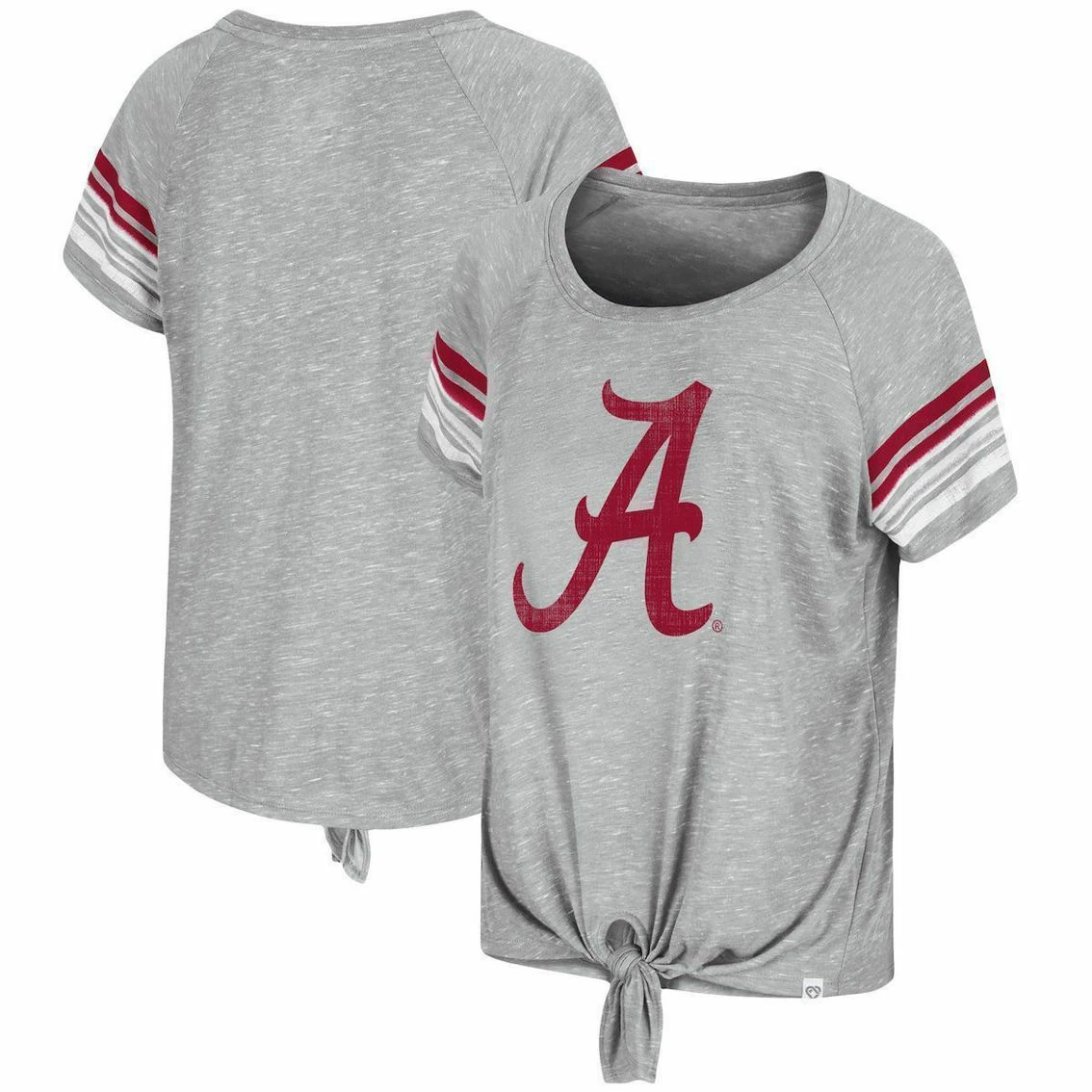 Colosseum Women's Heathered Gray Alabama Crimson Tide Boo You Knotted Raglan T-Shirt 3 Colosseum Women's Heathered Gray Alabama Crimson Tide Boo You Knotted Raglan T-Shirt