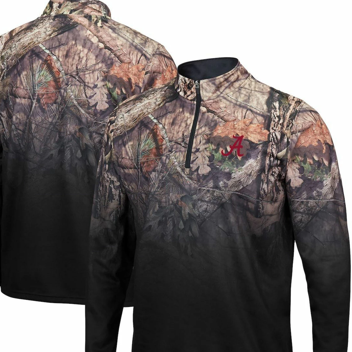 Colosseum Men's Black Alabama Crimson Tide Mossy Oak Fleet II Quarter-Zip Jacket 4 Colosseum Men's Black Alabama Crimson Tide Mossy Oak Fleet II Quarter-Zip Jacket - Image 2