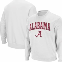 Colosseum Men's White Alabama Crimson Tide Arch & Logo Crew Neck Sweatshirt