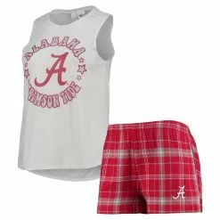 Concepts Sport Women's Crimson/White Alabama Crimson Tide Ultimate Flannel Tank Top & Shorts Sleep Set