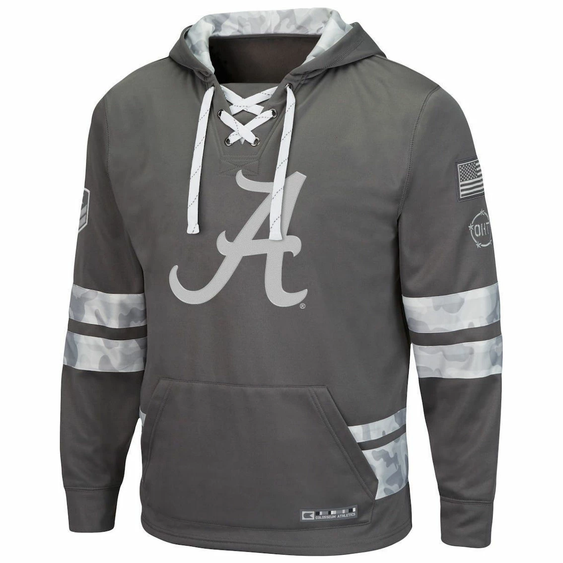 Colosseum Men's Gray Alabama Crimson Tide OHT Military Appreciation Lace-Up Pullover Hoodie 5 Colosseum Men's Gray Alabama Crimson Tide OHT Military Appreciation Lace-Up Pullover Hoodie - Image 3