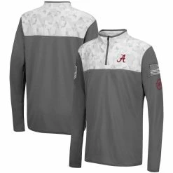 Youth Colosseum Charcoal/White Alabama Crimson Tide OHT Military Appreciation Badge II Quarter-Zip Jacket