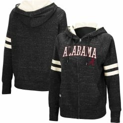 Colosseum Women's Black Alabama Crimson Tide Speckle Fleece Raglan Full-Zip Hoodie