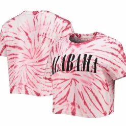 Women's Pressbox Crimson Alabama Crimson Tide Showtime Tie-Dye Crop T-Shirt