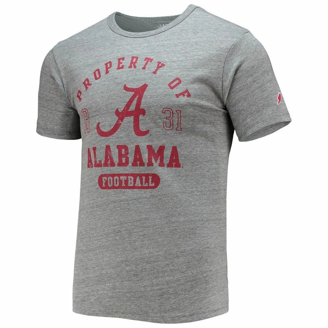 League Collegiate Wear Men's Heathered Gray Alabama Crimson Tide Hail Mary Football Victory Falls Tri-Blend T-Shirt 5 League Collegiate Wear Men's Heathered Gray Alabama Crimson Tide Hail Mary Football Victory Falls Tri-Blend T-Shirt - Image 3