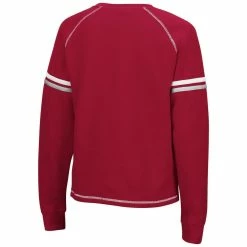 Colosseum Women's Crimson Alabama Crimson Tide Sweep Pass Sleeve Stripe Raglan Pullover Sweatshirt -Nike Sales Store DSCO1136788922 2840 ALT3