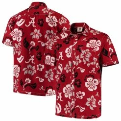 Wes & Willy Men's Crimson Alabama Crimson Tide Floral Button-Up Shirt