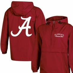 Women's Champion Crimson Alabama Crimson Tide Packable Half-Zip Light Rain Jacket