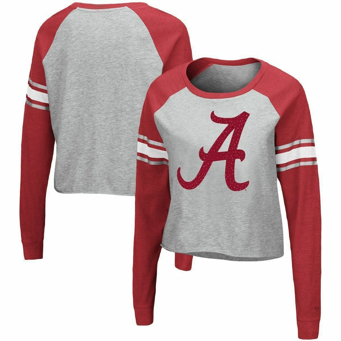 Colosseum Women's Heathered Gray/Crimson Alabama Crimson Tide Decoder Pin Raglan Long Sleeve T-Shirt 4 Colosseum Women's Heathered Gray/Crimson Alabama Crimson Tide Decoder Pin Raglan Long Sleeve T-Shirt - Image 2