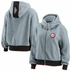 WEAR By Erin Andrews Women's Gray Alabama Crimson Tide Sherpa Full-Zip Hoodie