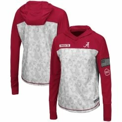 Colosseum Women's Arctic Camo/Crimson Alabama Crimson Tide OHT Military Appreciation Mission Hoodie Long Sleeve T-Shirt