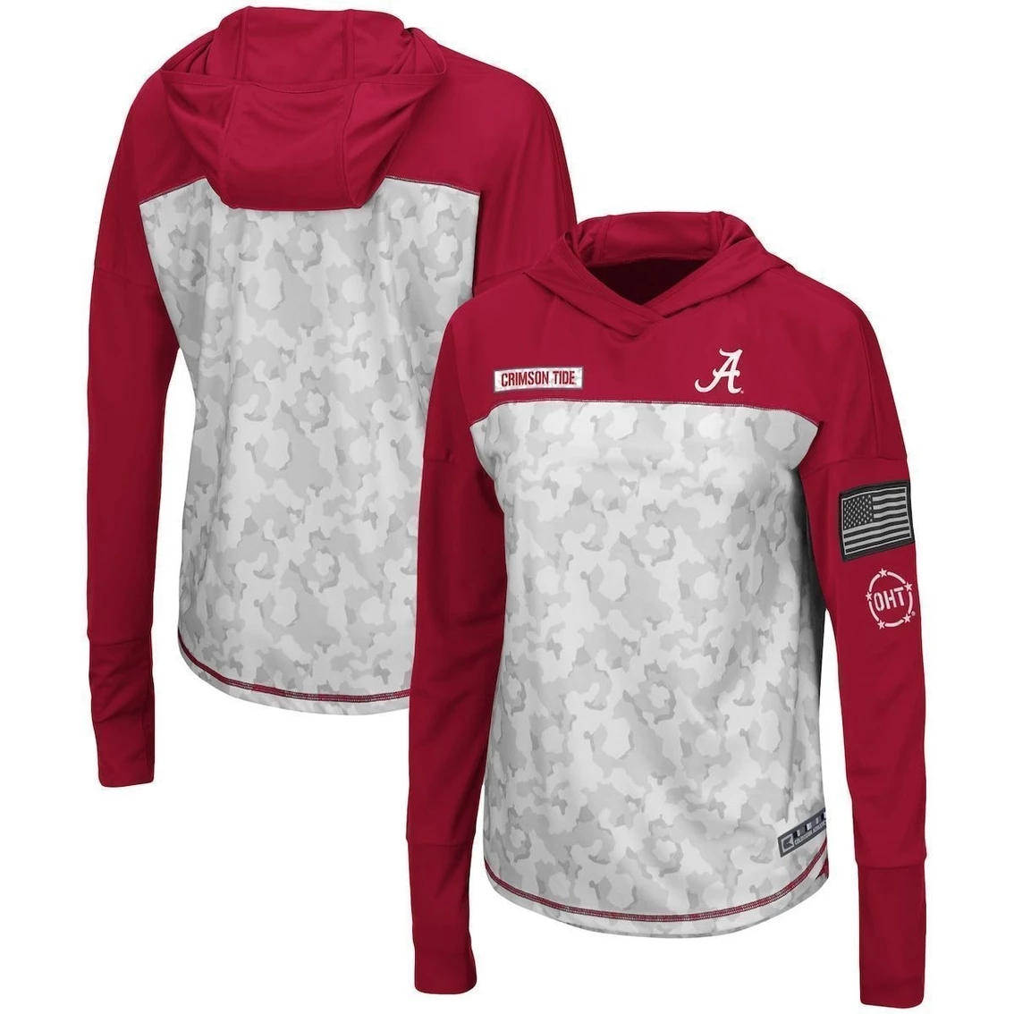 Colosseum Women's Arctic Camo/Crimson Alabama Crimson Tide OHT Military Appreciation Mission Hoodie Long Sleeve T-Shirt 4 Colosseum Women's Arctic Camo/Crimson Alabama Crimson Tide OHT Military Appreciation Mission Hoodie Long Sleeve T-Shirt - Image 2