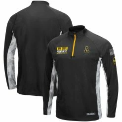 Colosseum Men's Black Appalachian State Mountaineers OHT Military Appreciation Snow Cruise Raglan 1/4-Zip Jacket