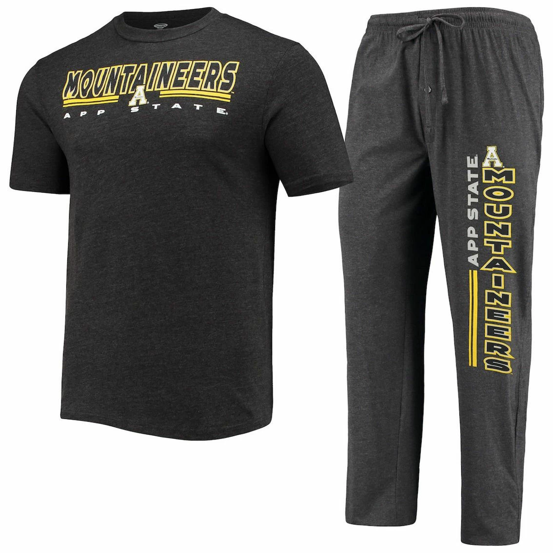 Concepts Sport Men's Heathered Charcoal/Black Appalachian State Mountaineers Meter T-Shirt & Pants Sleep Set 3 Concepts Sport Men's Heathered Charcoal/Black Appalachian State Mountaineers Meter T-Shirt & Pants Sleep Set