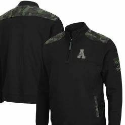 Colosseum Men's Black Appalachian State Mountaineers OHT Military Appreciation Commo Fleece Quarter-Zip Jacket