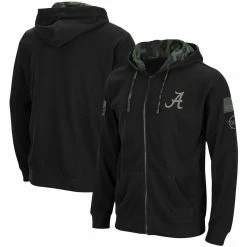Colosseum Men's Black Alabama Crimson Tide OHT Military Appreciation Waffle Full-Zip Hoodie