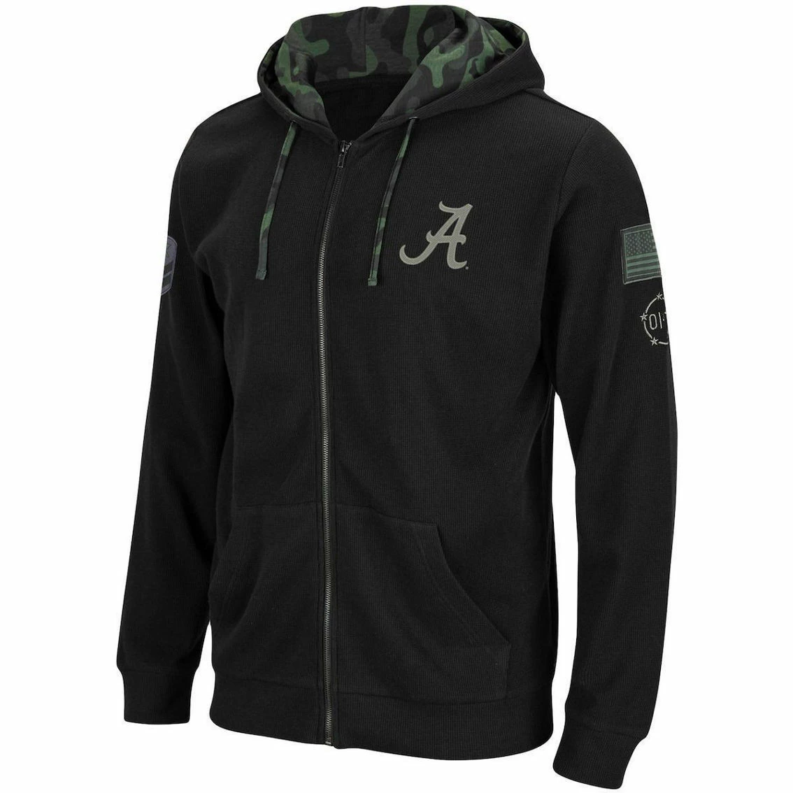 Colosseum Men's Black Alabama Crimson Tide OHT Military Appreciation Waffle Full-Zip Hoodie 5 Colosseum Men's Black Alabama Crimson Tide OHT Military Appreciation Waffle Full-Zip Hoodie - Image 3