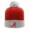 Top Of The World Men's Crimson/Gray Alabama Crimson Tide Core 2-Tone Cuffed Knit Hat With Pom -Nike Sales Store DSCO1137454712 2840