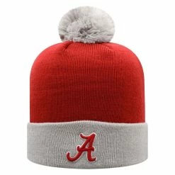 Top Of The World Men's Crimson/Gray Alabama Crimson Tide Core 2-Tone Cuffed Knit Hat With Pom