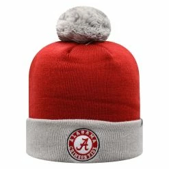 Top Of The World Men's Crimson/Gray Alabama Crimson Tide Core 2-Tone Cuffed Knit Hat With Pom -Nike Sales Store DSCO1137454712 2840 ALT2