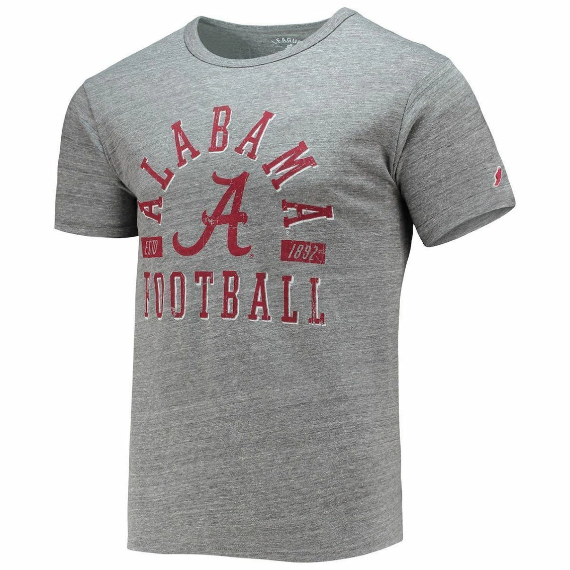 League Collegiate Wear Men's Heathered Gray Alabama Crimson Tide Football Focus Victory Falls Tri-Blend T-Shirt 5 League Collegiate Wear Men's Heathered Gray Alabama Crimson Tide Football Focus Victory Falls Tri-Blend T-Shirt - Image 3