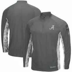 Colosseum Men's Gray/Camo Alabama Crimson Tide OHT Military Appreciation Swoop Quarter-Zip Jacket
