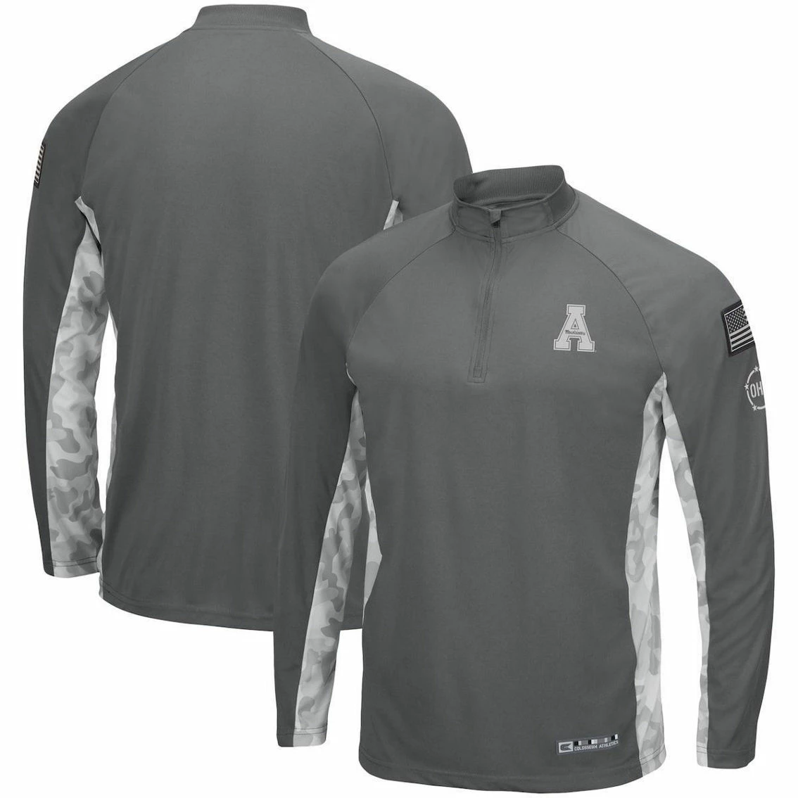 Men's Colosseum Gray/Camo Appalachian State Mountaineers OHT Military Appreciation Swoop Quarter-Zip Jacket 3 Men's Colosseum Gray/Camo Appalachian State Mountaineers OHT Military Appreciation Swoop Quarter-Zip Jacket