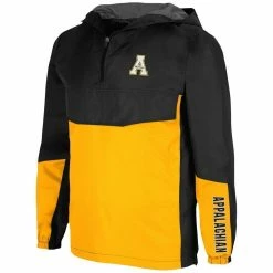 Colosseum Men's Black Appalachian State Mountaineers Freeway Theory Quarter-Zip Anorak Hoodie -Nike Sales Store DSCO1137749351 1007 ALT2