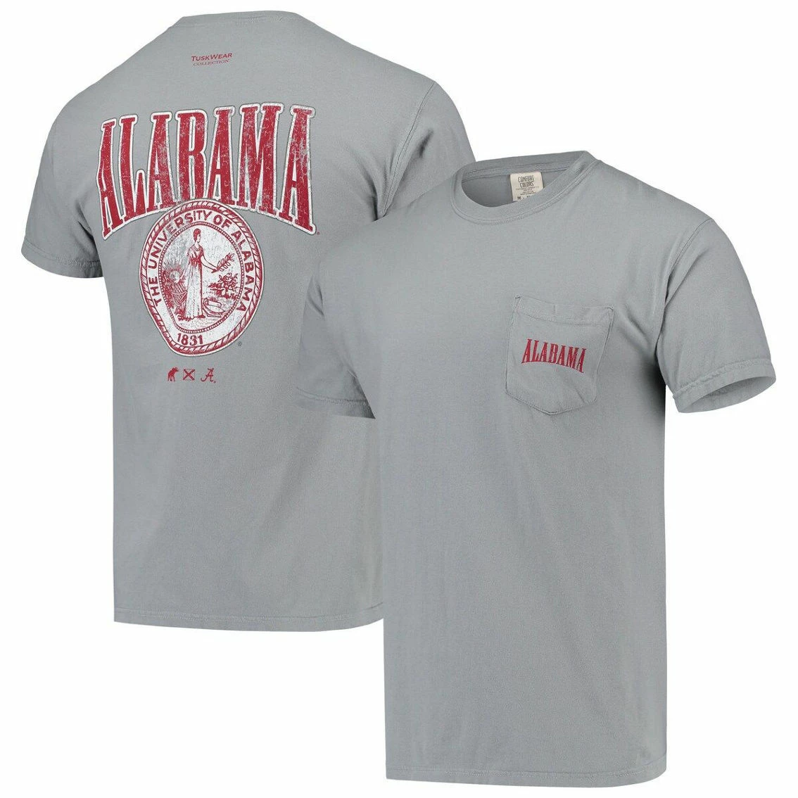 Tuskwear Men's Gray Alabama Crimson Tide Vintage Crest Arch Comfort Colors T-Shirt 4 Tuskwear Men's Gray Alabama Crimson Tide Vintage Crest Arch Comfort Colors T-Shirt - Image 2